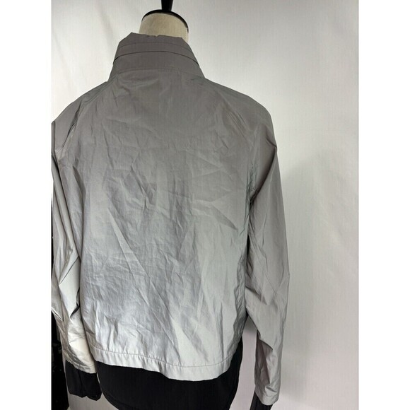 Calia Reflective Jacket Silver Black Medium Layered Look Zippered Hood - Picture 3 of 15